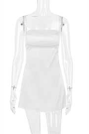 Straps Pink Satin Short Party Dress