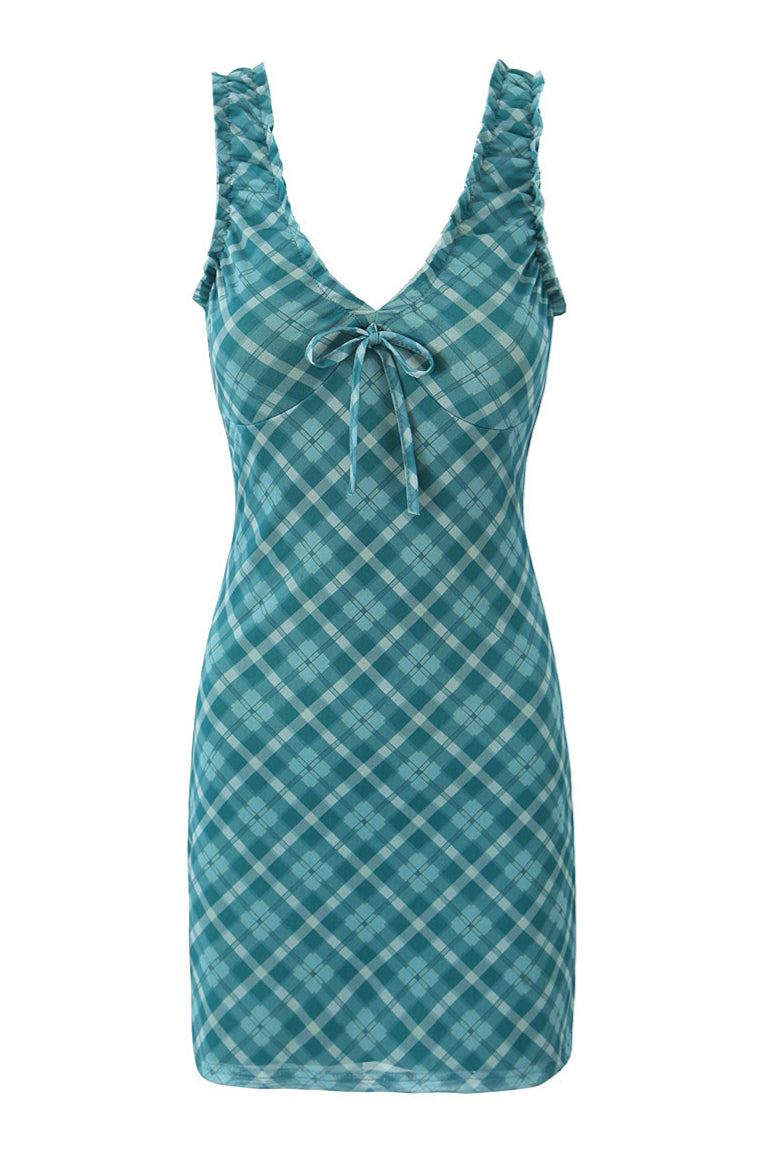 Straps Light Blue Floral Print Short Summer Dress  Ohmollydress