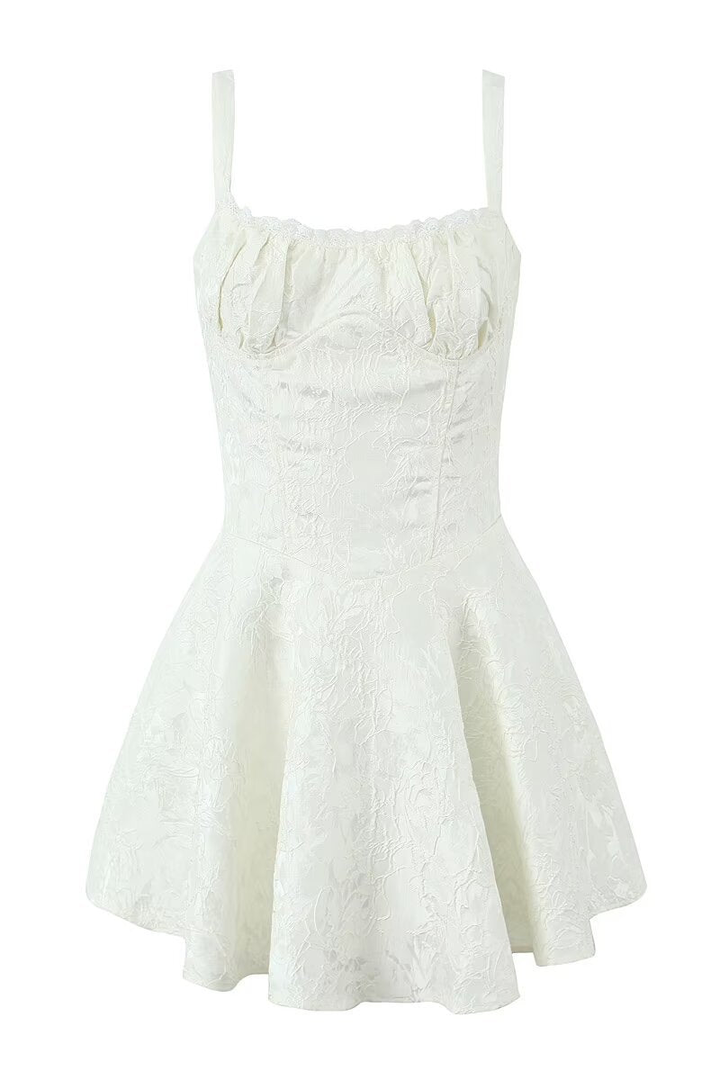 Straps White Lace Patchwork Ruched Short Dress Ohmollydress Straps White Lace Patchwork Ruched Short Dress Ohmollydress