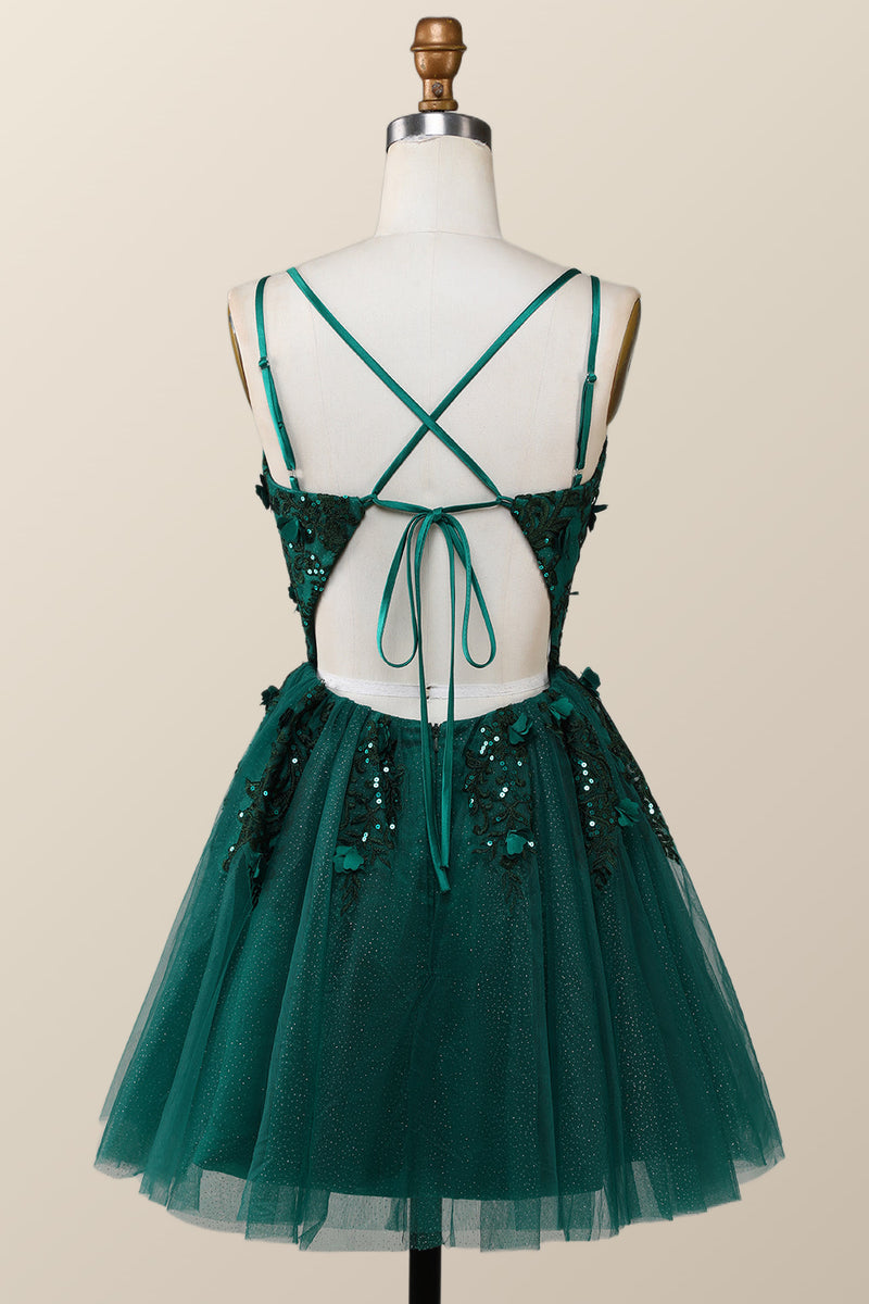 Dark Green Embroidered A-line Short Homecoming Dress – Ohmollydress