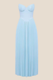 Bustier Blue Pleated A-line Long Dress
