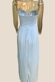 Bustier Blue Pleated A-line Long Dress