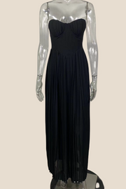 Bustier Blue Pleated A-line Long Dress