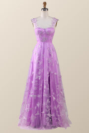 Sage Green Butterfly A-line Long Formal Dress
