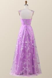 Sage Green Butterfly A-line Long Formal Dress