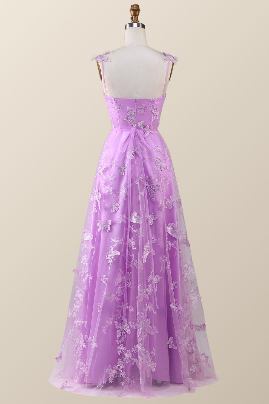 Sage Green Butterfly A-line Long Formal Dress