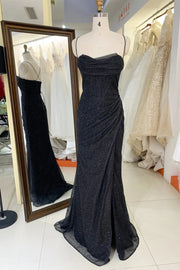 Fitted Red Cowl Neck Long Party Dress with Slit