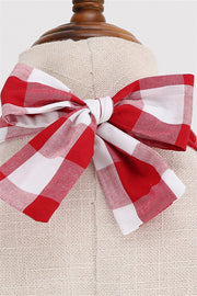 Deep V Neck Pink Plaid Gingham Swing Dress with Belt