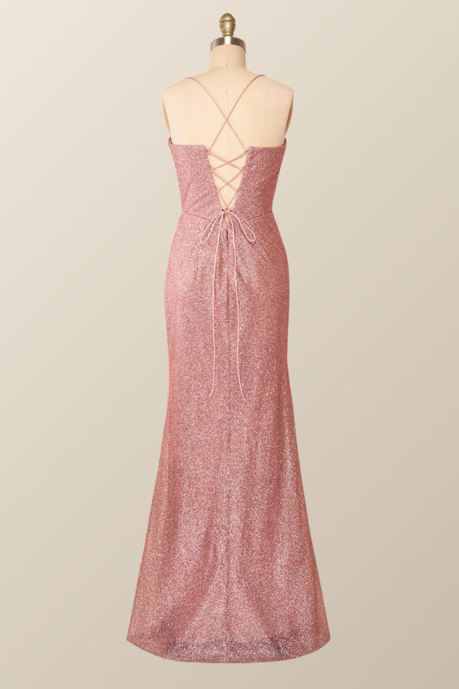 Fitted Red Cowl Neck Long Party Dress with Slit