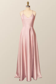 Simple Straps Red Long Party Dress