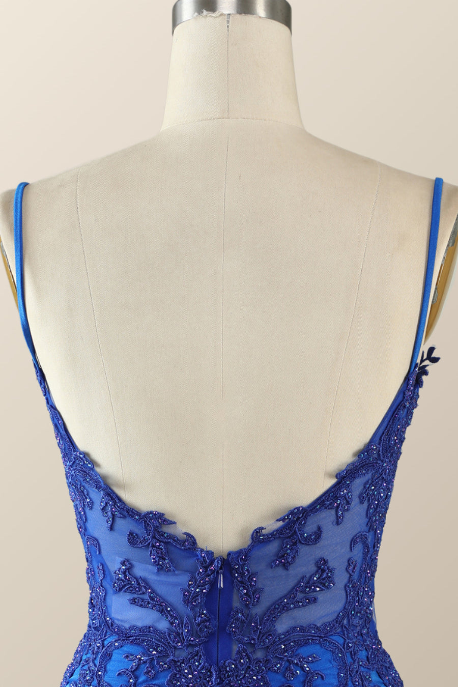 Straps Royal Blue Appliques Bodycon Mini Dress
