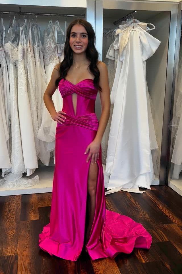 Sweetheart Red Ruched Mermaid Long Dress