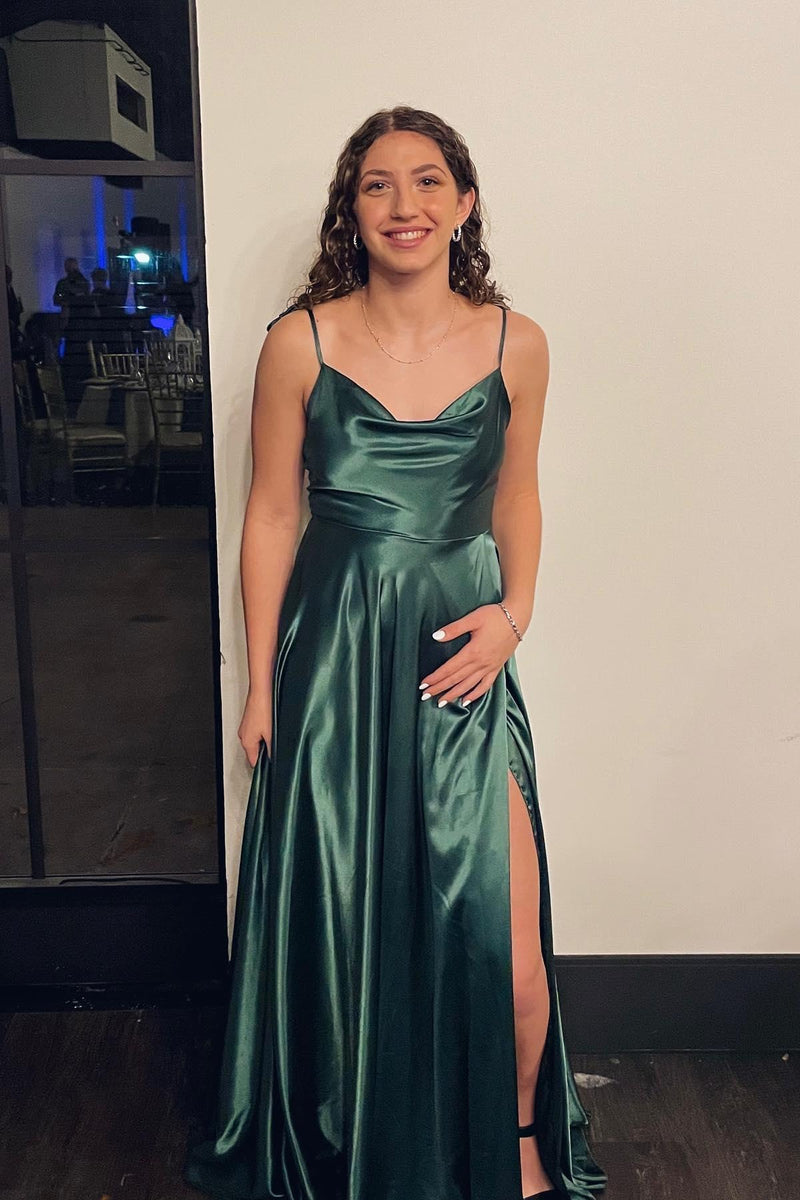 Simply Straps Green Silk Long Party Dress – Ohmollydress