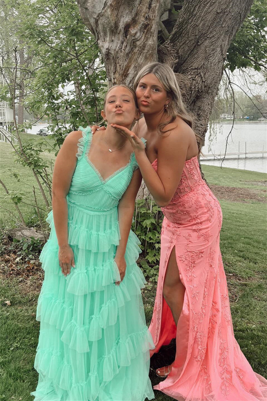 Strapless Lavender Lace Mermaid Long Party Dress