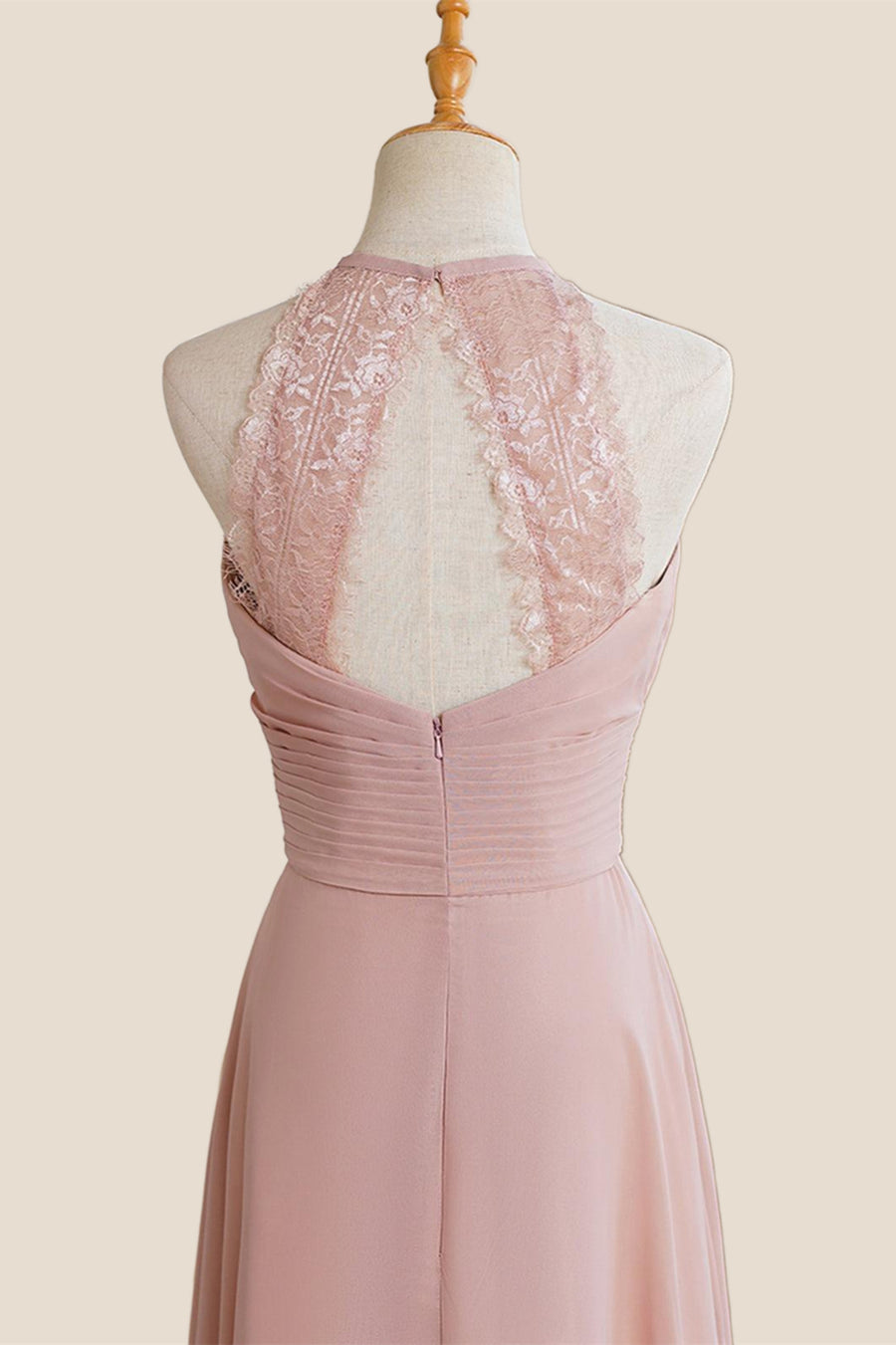 Jewel Blush Chiffon Empire Long Bridesmaid Dress