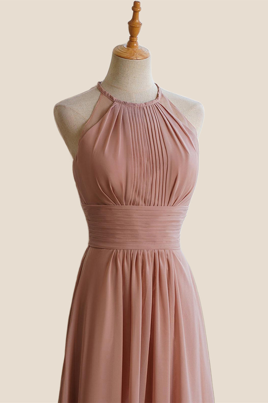 Jewel Blush Chiffon Empire Long Bridesmaid Dress