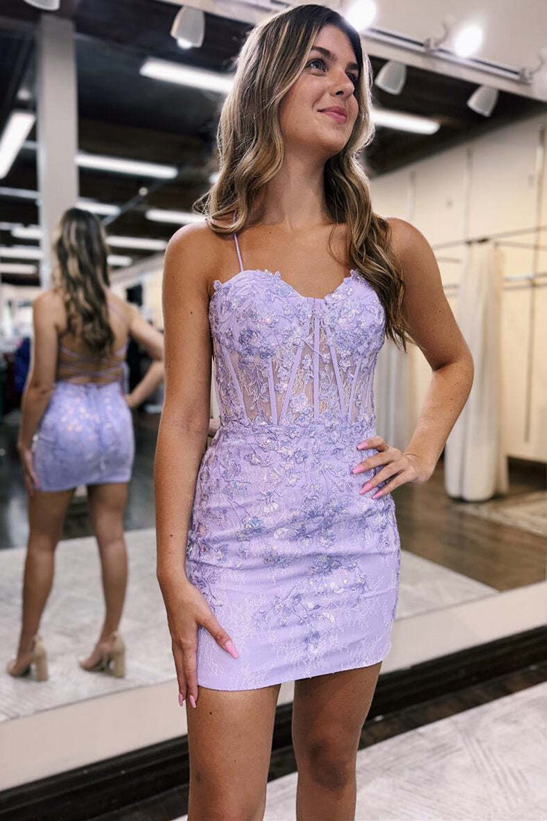 blue sheer mini dress Light Blue Sheer Bodice Short Dress with Sequin – Ohmollydress