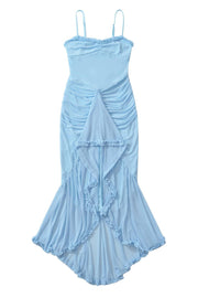 Straps Yellow Ruffled Front Irregular Long Dress