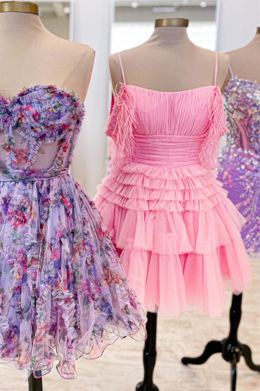 Straps Periwinkle Ruffles A-line Short Dress