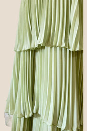 Sage Green Chiffon Pleated Chiffon Tiered Party Dress