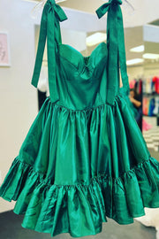 Bow Straps Pink A-line Short Princess Dress