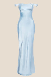 Off the Shoulder Yellow Soft Satin Long Dress