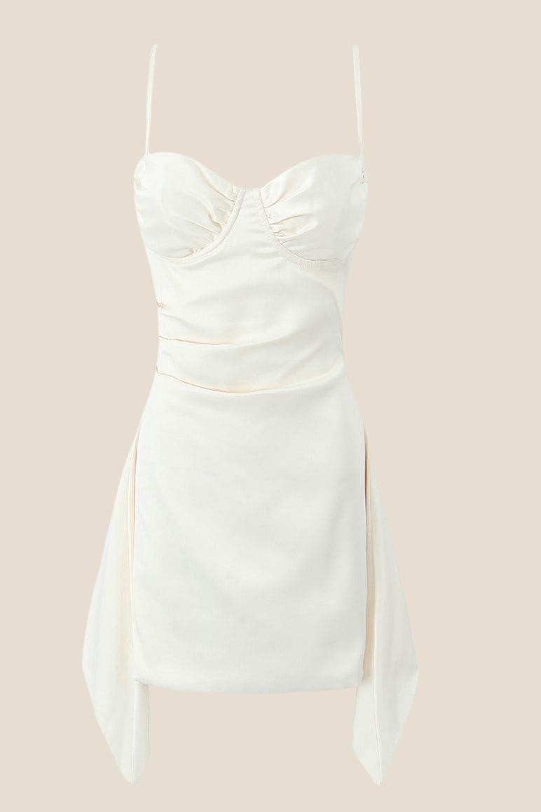Spaghetti Straps Apricot Asymmetrical Short Dress  Ohmollydress