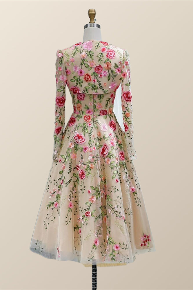 Strapless Floral Tea Length Dress with Jacket – Ohmollydress