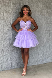 Red Sweetheart Lace and Ruffles Short Tulle Dress