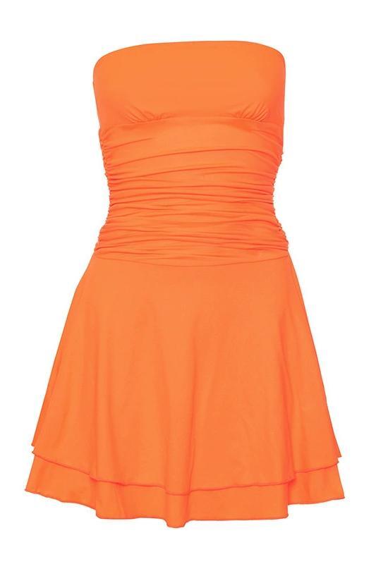 Strapless Hot Pink Ruffle Ruched Short Dress  Ohmollydress