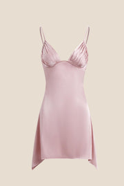 Straps Pink Irregular Hem A-line Short Dress