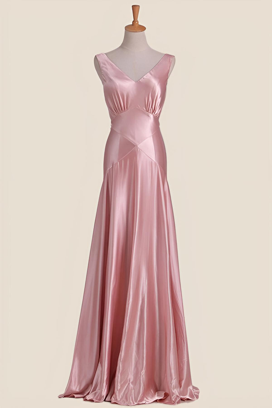 Pink V Neck Sheath Long Party Dress