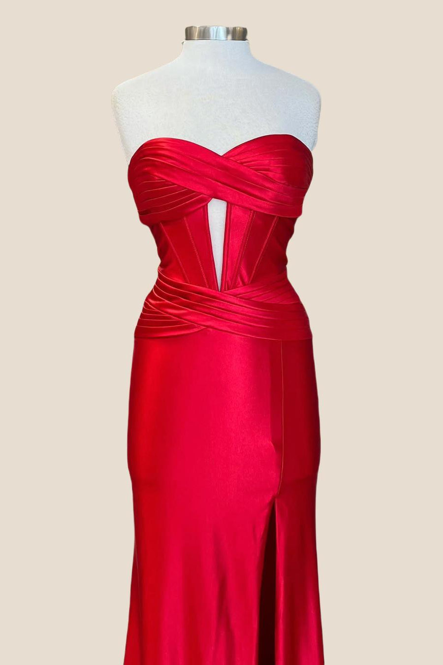 Sweetheart Red Ruched Mermaid Long Dress