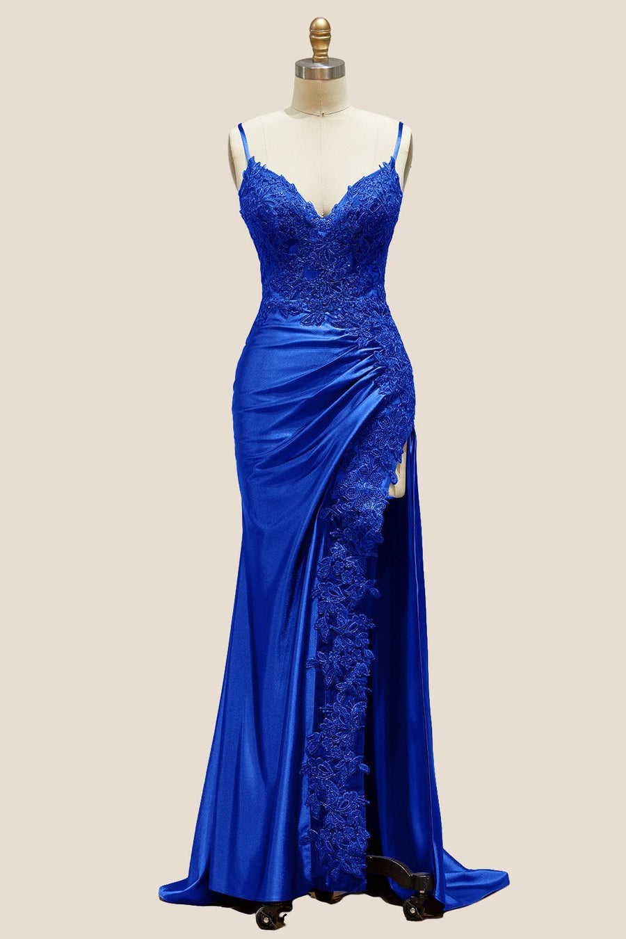 Blue Appliques Mermaid Long Formal Dress