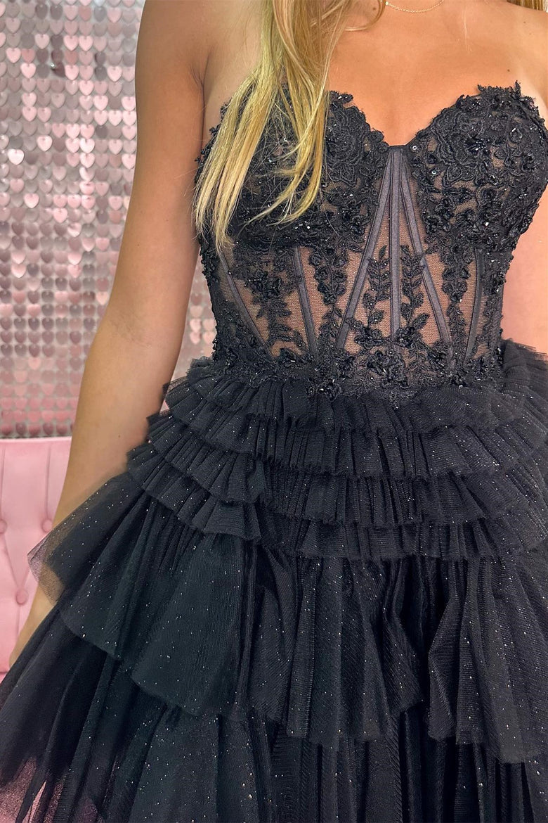 Pink Lace Appliques and Tulle Ruffles Short Dress – Ohmollydress
