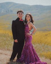 Sparkle Fuchsia Sequin Mermaid Long Formal Dress