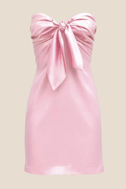 Strapless Navy Blue Tie Front Short Dress