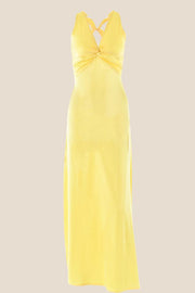 Twist V-neck Pink Open Back Sheath Long Dress