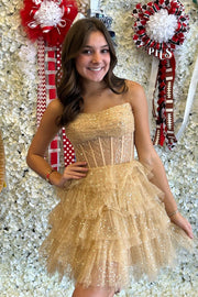 Lavender Strapless Cowl Neck Short A-line Princess Dress