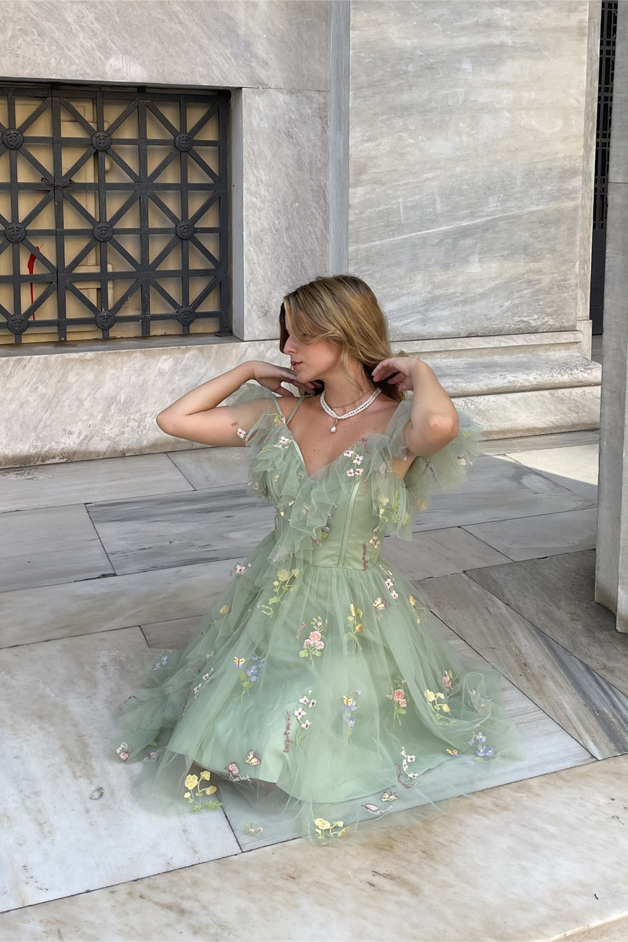 Straps Lavender Floral A-line Short Homecoming Dress