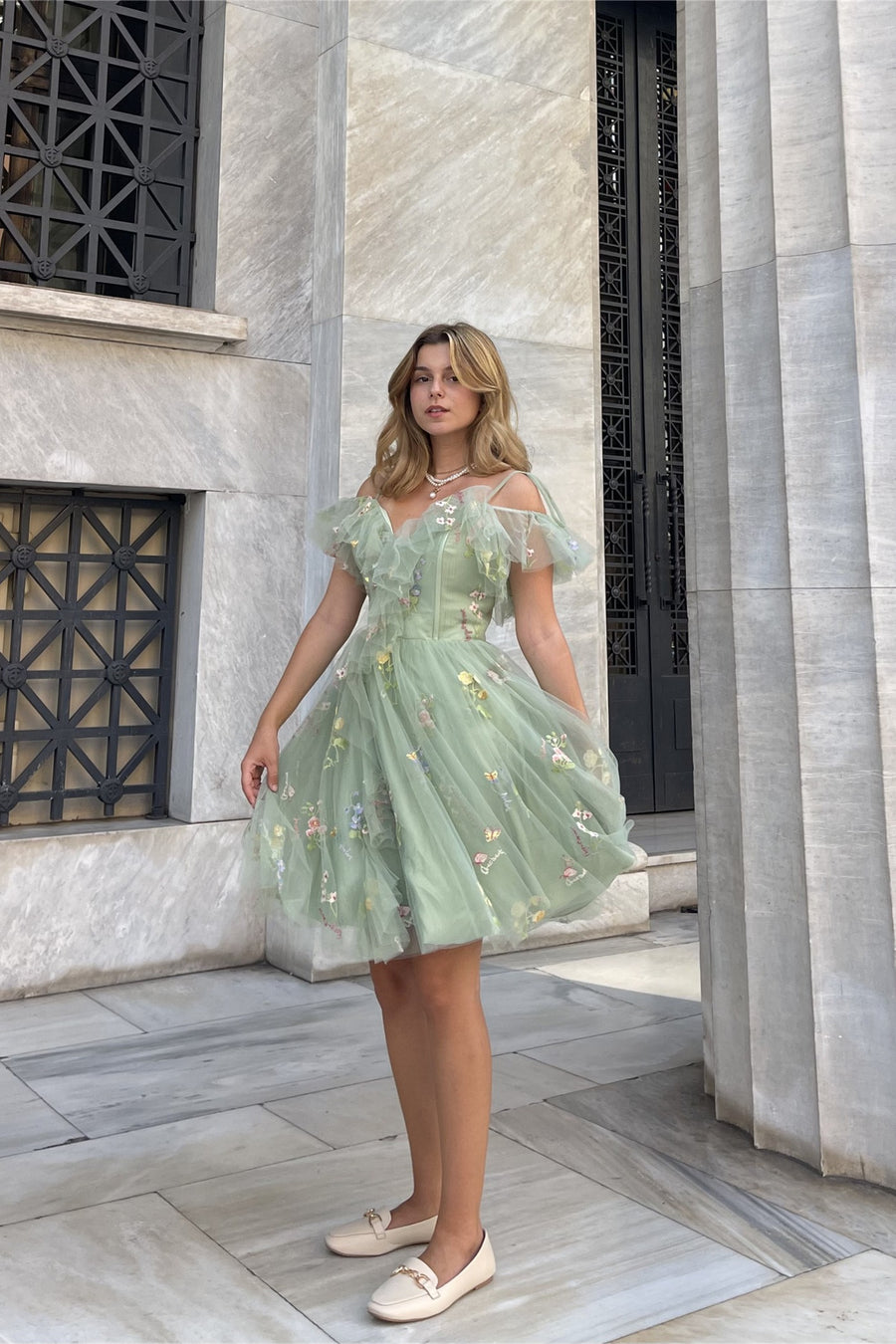 Straps Lavender Floral A-line Short Homecoming Dress