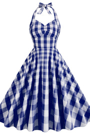 Halter Pink Plaid Gingham Swing Dress