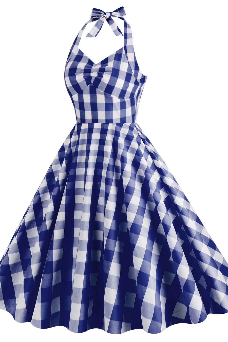 Halter Pink Plaid Gingham Swing Dress
