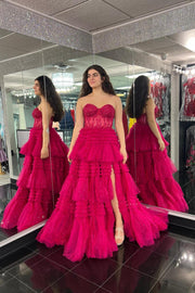 Sweetheart Black Lace Appliques Tiered Long Formal Dress