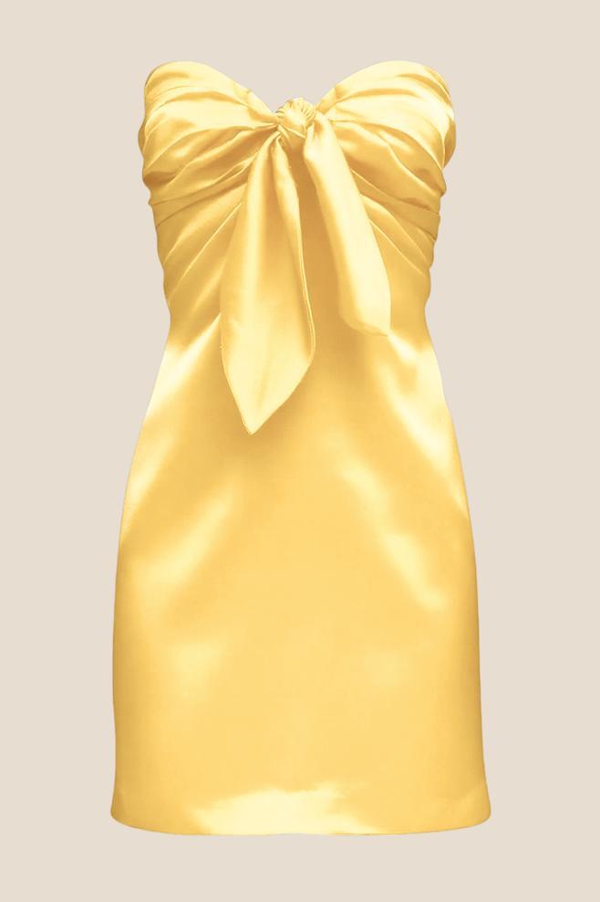 navy blue dress for baby girl Bow-Detail A-Line Mini Dress in Lemon Yellow Stripe - 8