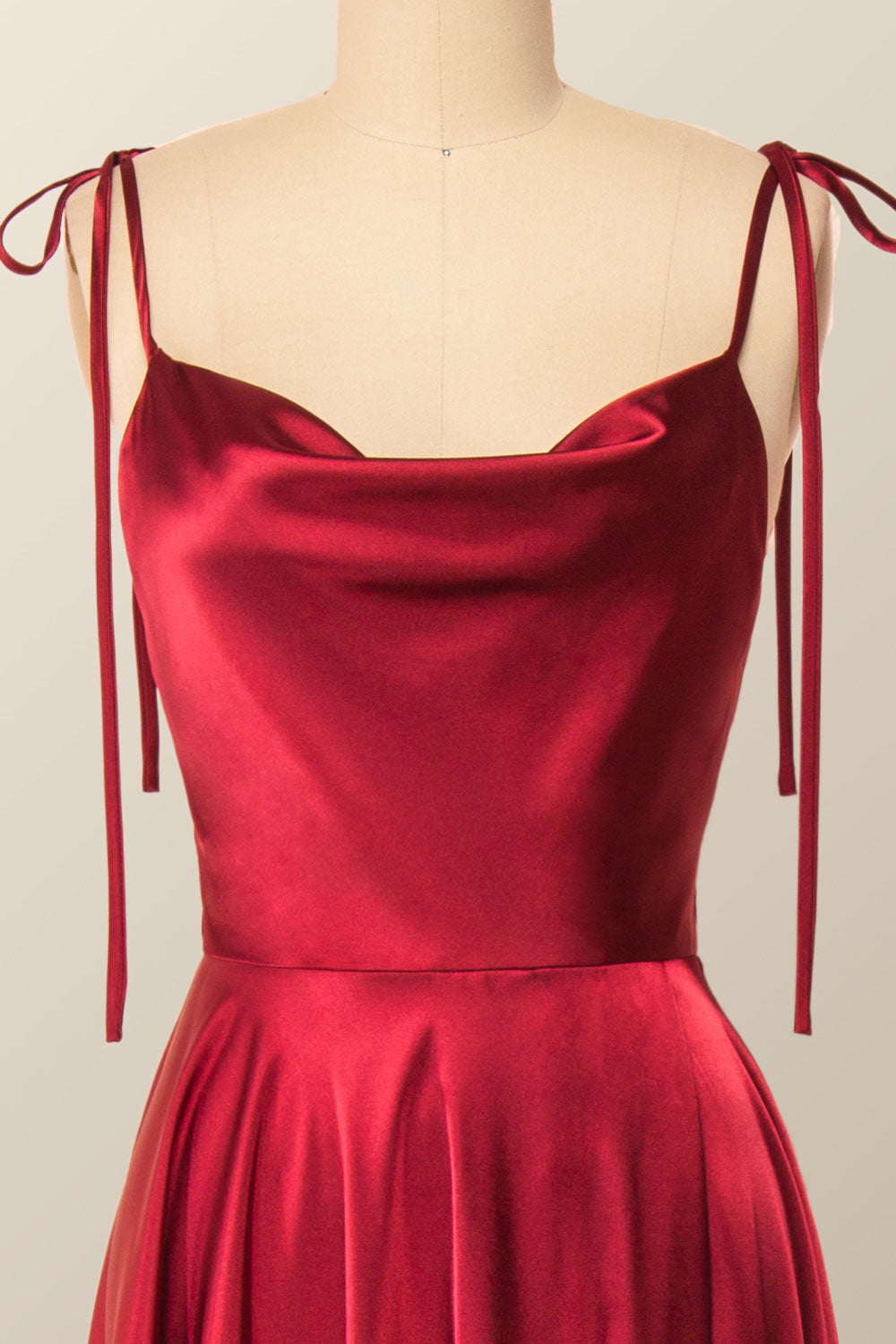 Princess Red A-line Long Dress with Tie Shoulders