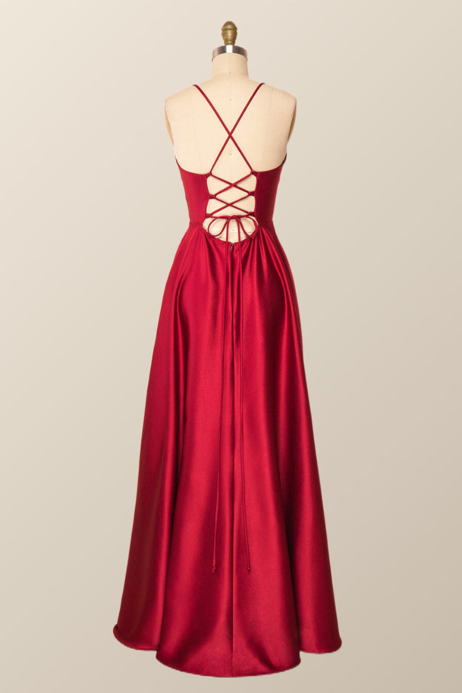 Simple Straps Red Long Party Dress