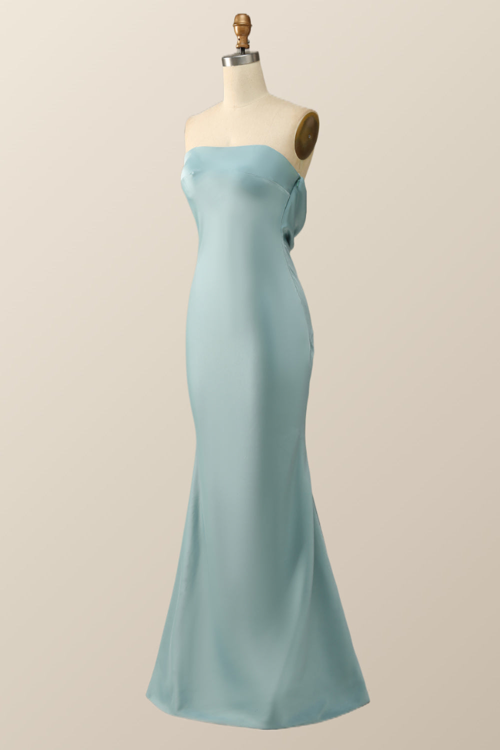Strapless Blue Mermaid Long Bridesmaid Dress