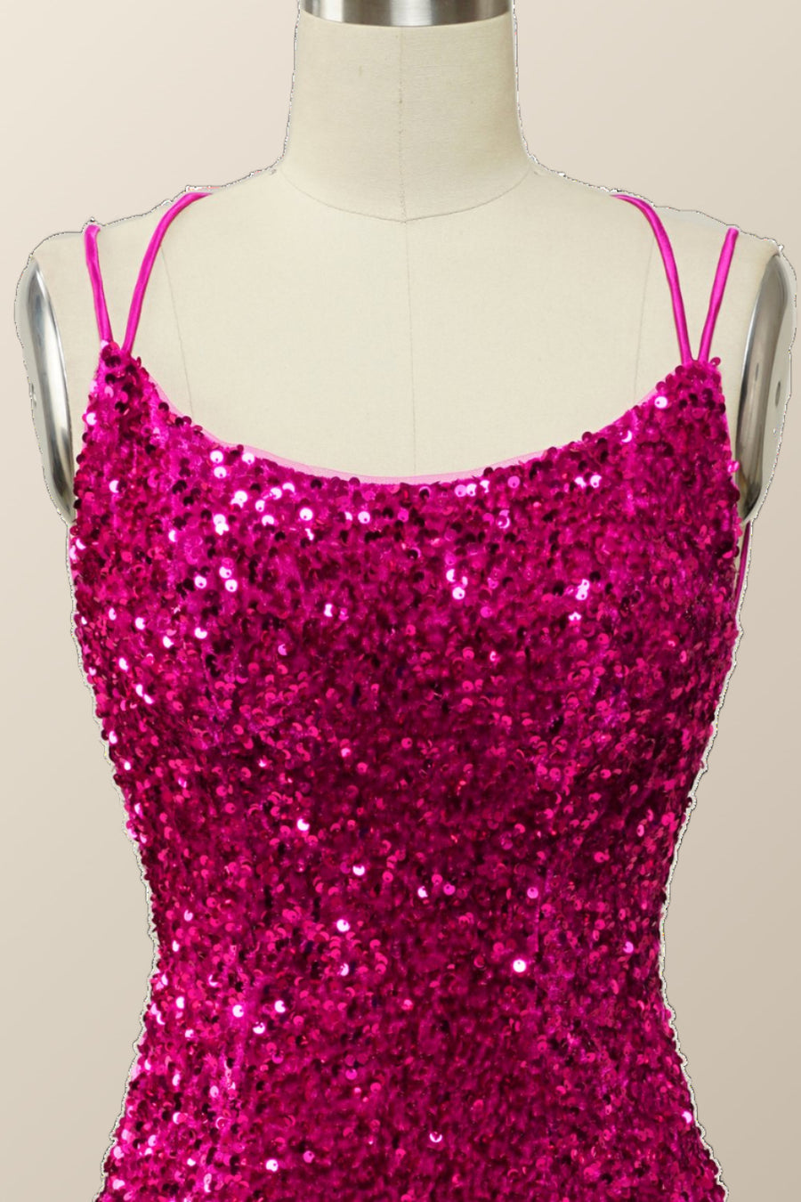 Sparkle Fuchsia Sequin Mermaid Long Formal Dress