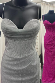 Fitted Red Cowl Neck Long Party Dress with Slit